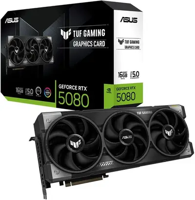 Capa ASUS TUF RTX5080, 16G, jogos, NVIDIA, GeForce RTX 5080, 16GB GDDR7, 256bit, 2x HDMI, 3xDP, RGB, DLSS4 Graphics