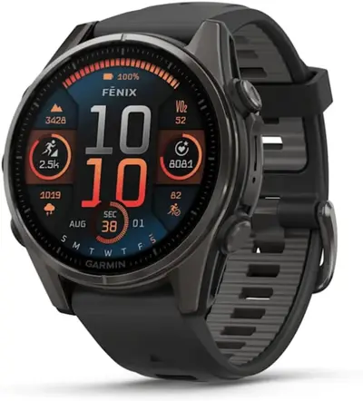Capa Garmin Relógio Fenix 8s Safira Cinza Titânio 43mm com Monitor Cardíaco de Pulso e GPS