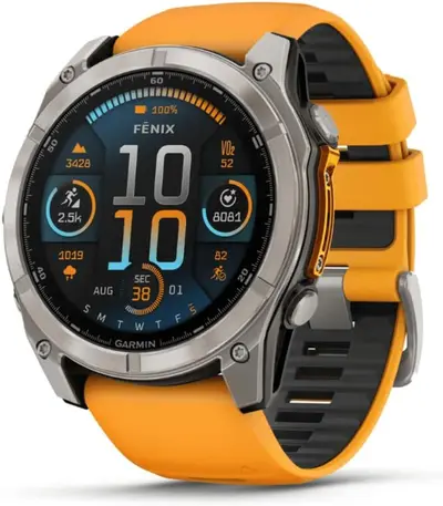 Capa Garmin Relógio Fenix 8x Safira Laranja Titânio 51mm com Monitor Cardíaco e GPS