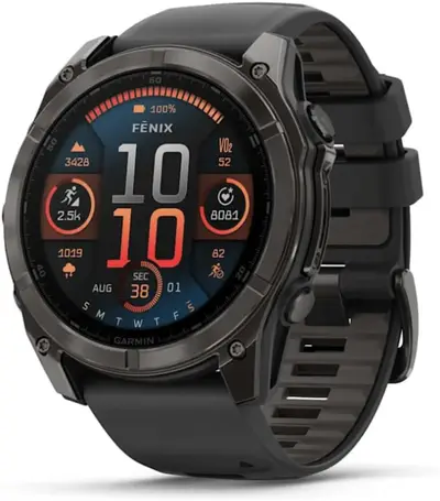Capa Garmin Relogio Fenix 8X Safira Preto Titânio 51mm com Monitor Cardíaco de Pulso e GPS