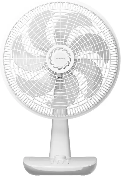 Capa HEPTA WORLD Ventilador de Mesa de Alta Potência de 40 cm, oscilação de 120° com temporizador, sistema de encaixe para montagem rápida, cores branco e branco‑azul