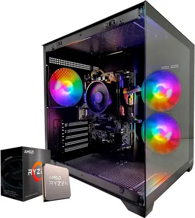 Capa PC Gamer RYZEN 7 5700G, 16GB DDR4, SSD Sata 480GB, Vega 8, Aquario Preto