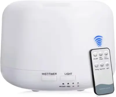 Capa Umidificador De Ar 500ml Difusor De Aromas Ultrassônico Grande Potente, Difusor De Óleo Essencial, Abajur Led, Luminaria Colorida Com Controle Remoto (Branco - 500 Ml)